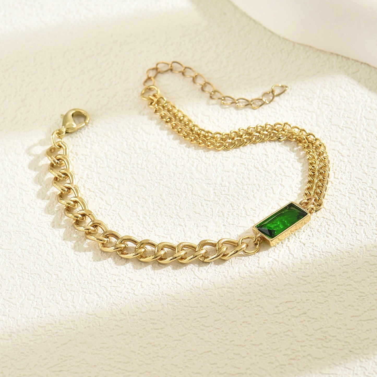 Emerald Stone Chain Bracelet