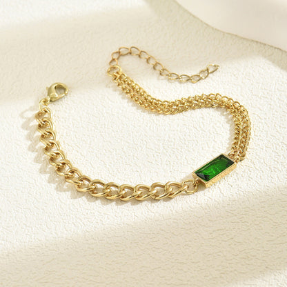 Emerald Stone Chain Bracelet