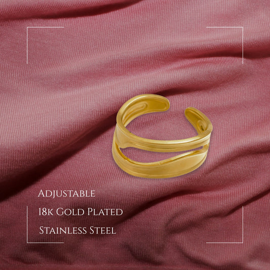 MONOZO 18k Gold plated Ring for Women | Anti Tarnish Stainless Steel Adjustable Finger Ring for Girls | High Quality non faded Ring | Girl Fashion Jewellery