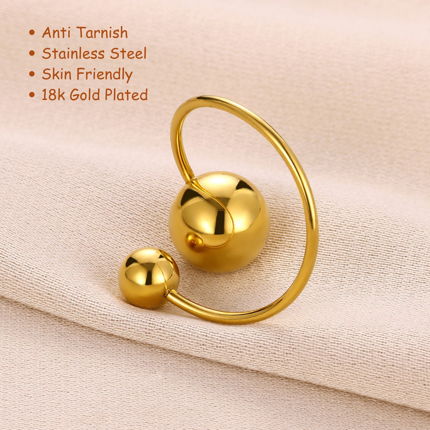 MONOZO 18k Gold plated Ring for Women | Anti Tarnish Stainless Steel Adjustable Finger Ring for Girls | High Quality non faded Ring | Girl Fashion Jewellery