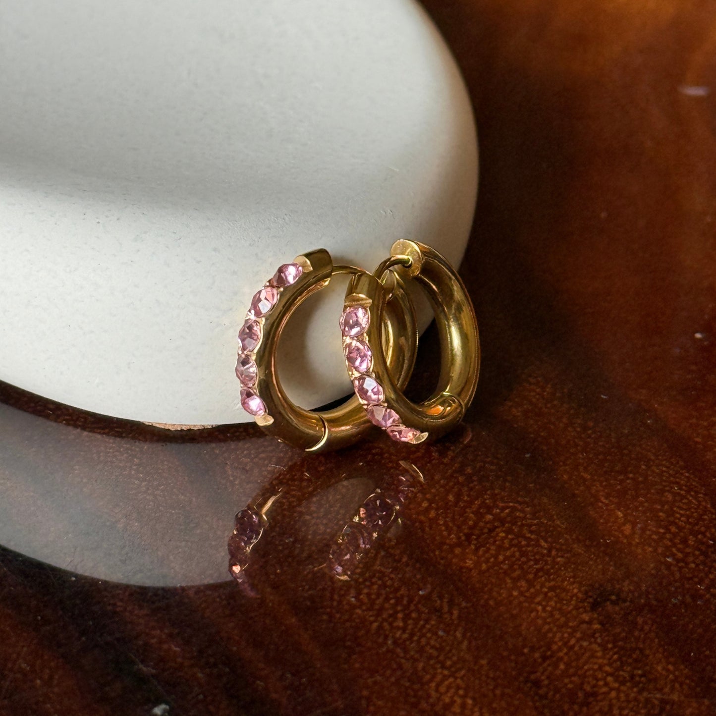 Pink Diamond Hoop Earring