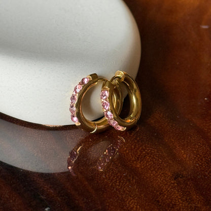 Pink Diamond Hoop Earring