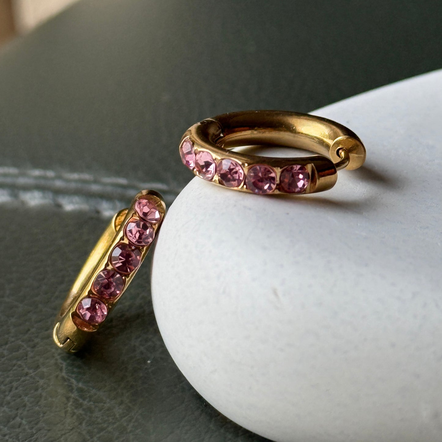 Pink Diamond Hoop Earring