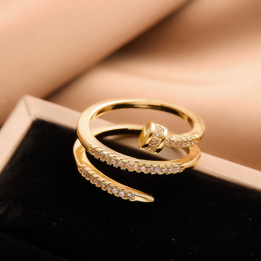 MONOZO 18k Gold plated Ring for Women | Cubic Zirconia Copper Adjustable Finger Ring for Girls | High Quality  | Girl Fashion Jewellery