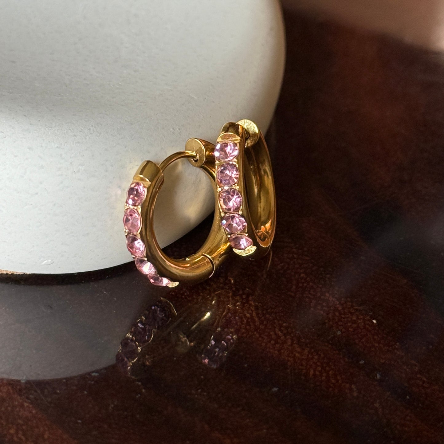 Pink Diamond Hoop Earring
