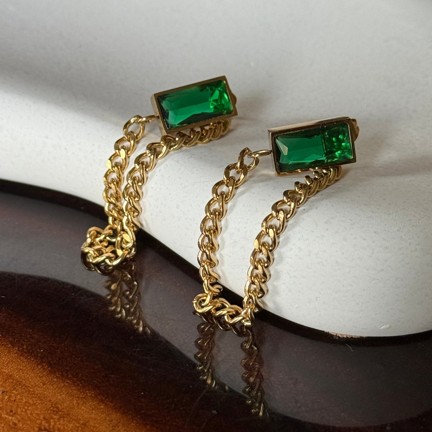 Emerald Chain Jacket Earring