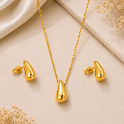 Tear Drop Necklace with Earring Jewellery Set