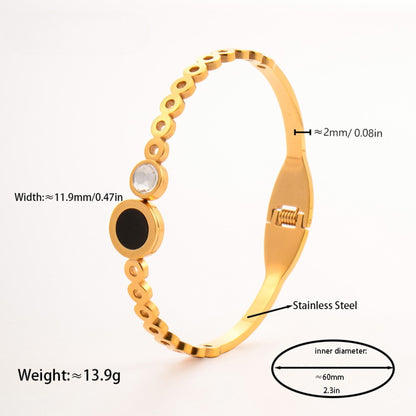 Diamond with Black Stone Openable Bracelet