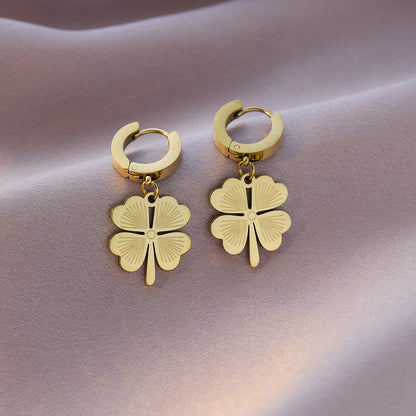 4 Leaf Hoop Earring
