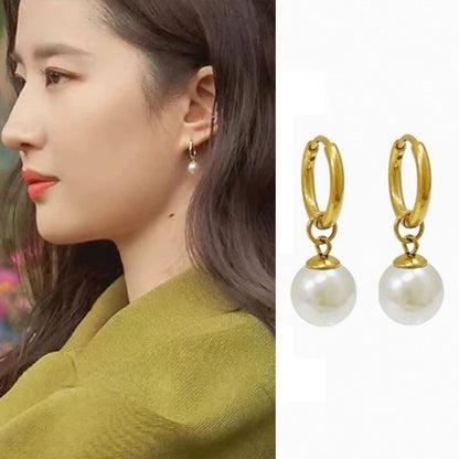 Ring Pearl Hoop Earring