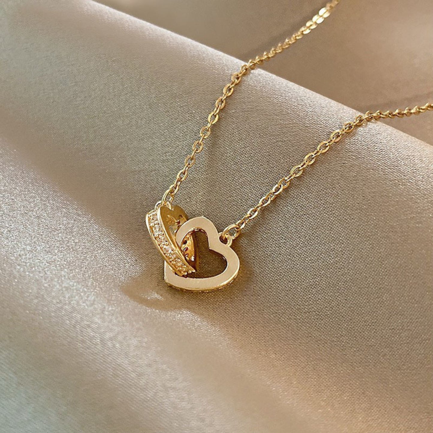 Dual Love Heart Pendant Necklace