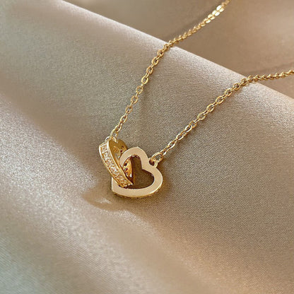 Dual Love Heart Pendant Necklace