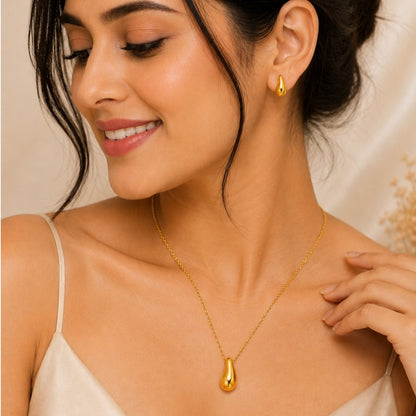 Tear Drop Necklace with Earring Jewellery Set