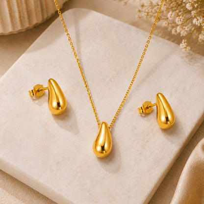Tear Drop Necklace with Earring Jewellery Set