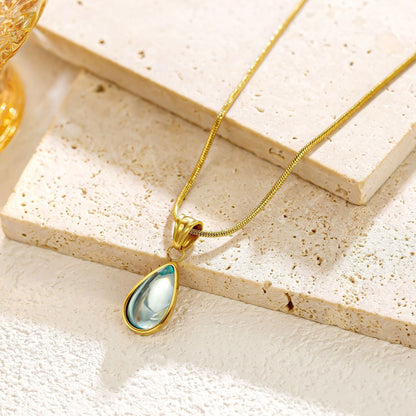 Lucky Droplet Pendant Necklace (Blue/Green/Blue Silver)