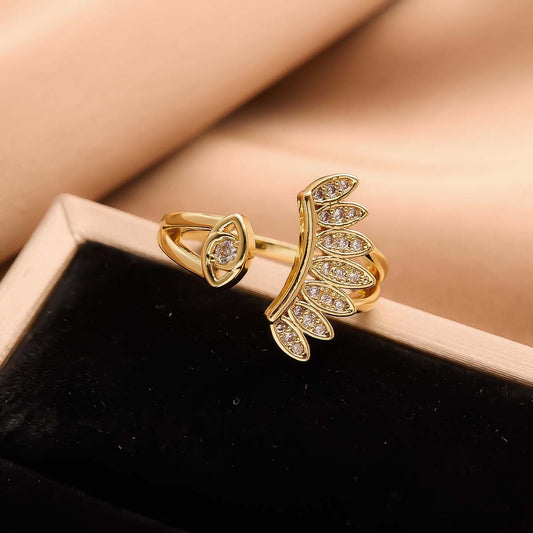 MONOZO 18k Gold plated Ring for Women | Cubic Zirconia Copper Adjustable Finger Ring for Girls | High Quality Ring | Girl Fashion Jewellery