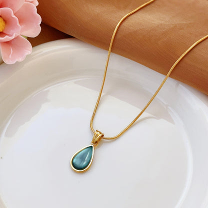 Lucky Droplet Pendant Necklace (Blue/Green/Blue Silver)