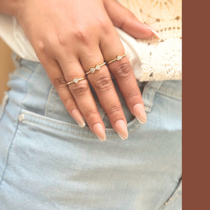 3 in 1 Solitaire Heart Ring