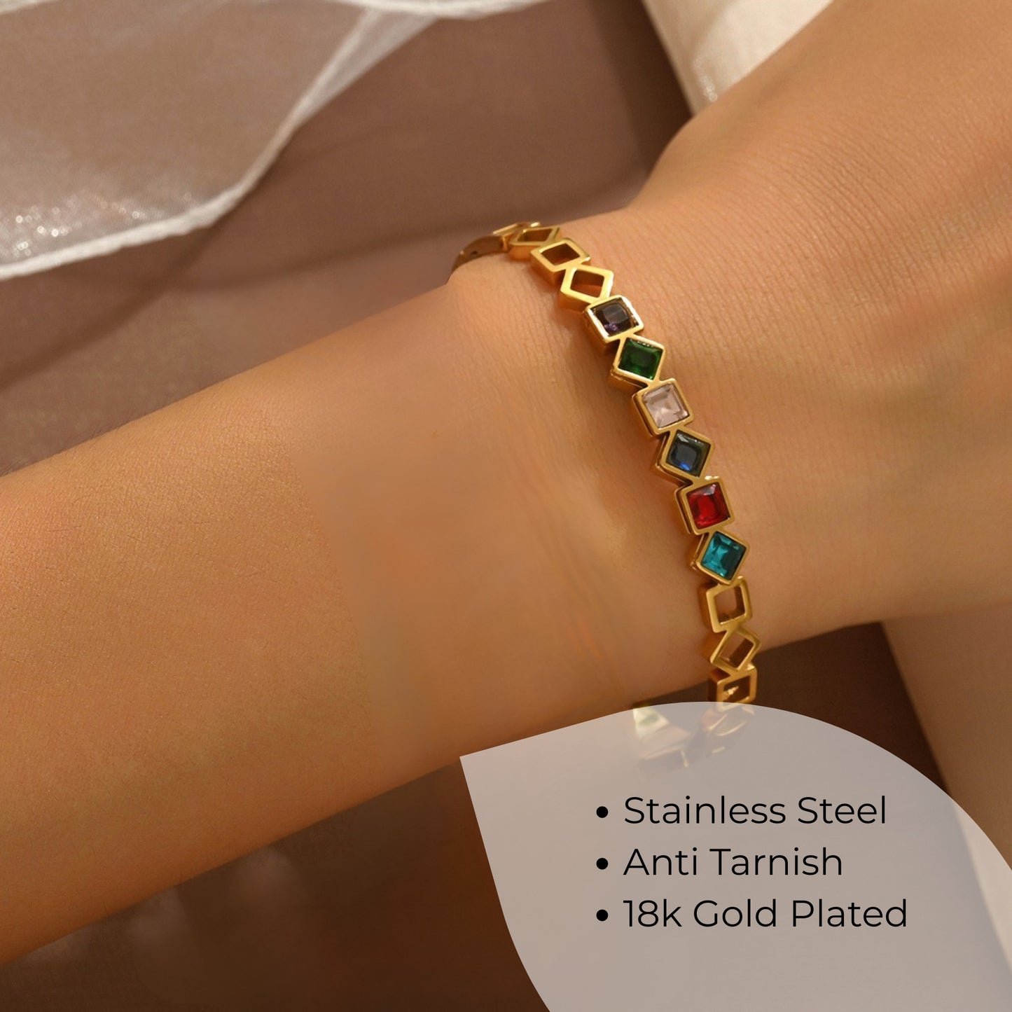 Multicolor Stone Sleek Bracelet