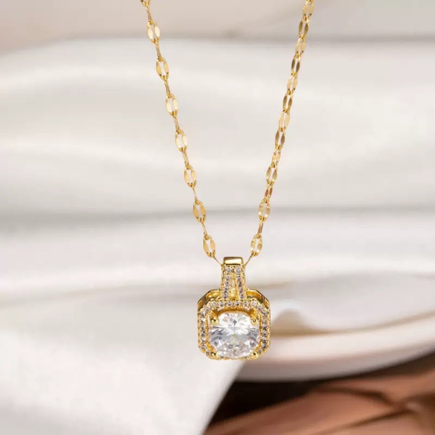 Lucky Square Diamond Chain Necklace