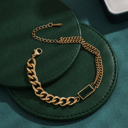 Emerald Stone Chain Bracelet