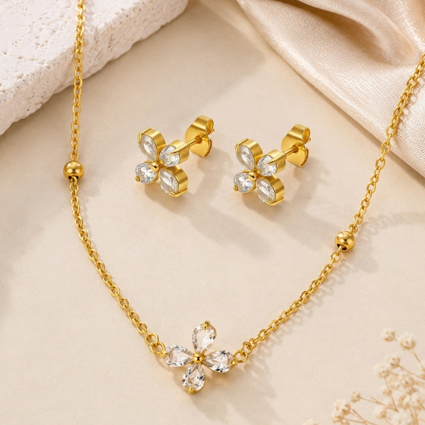 Clove Diamond Necklace with Earring Jewellery Set