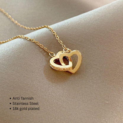 Dual Love Heart Pendant Necklace