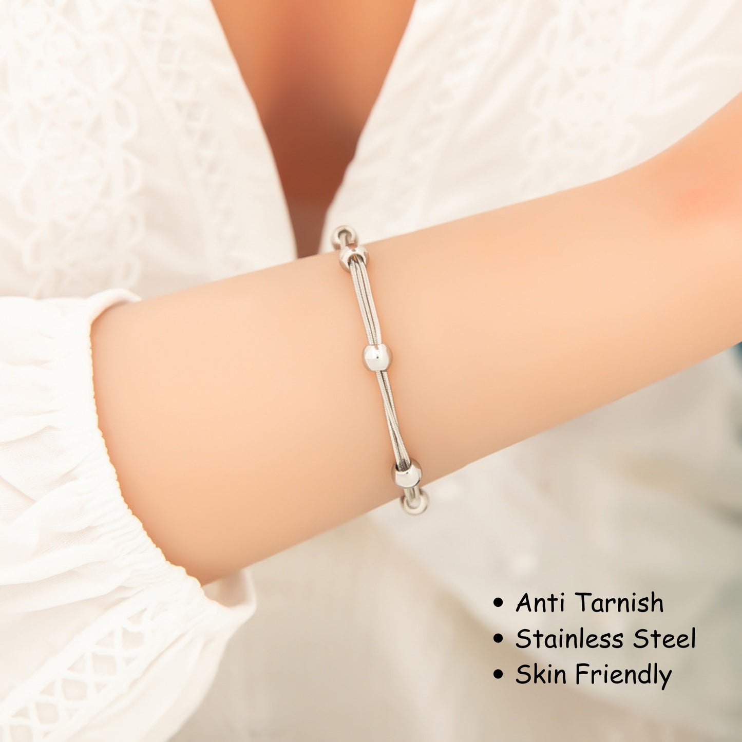 Triple Layer Bead Chain Bracelet (Gold/Silver)