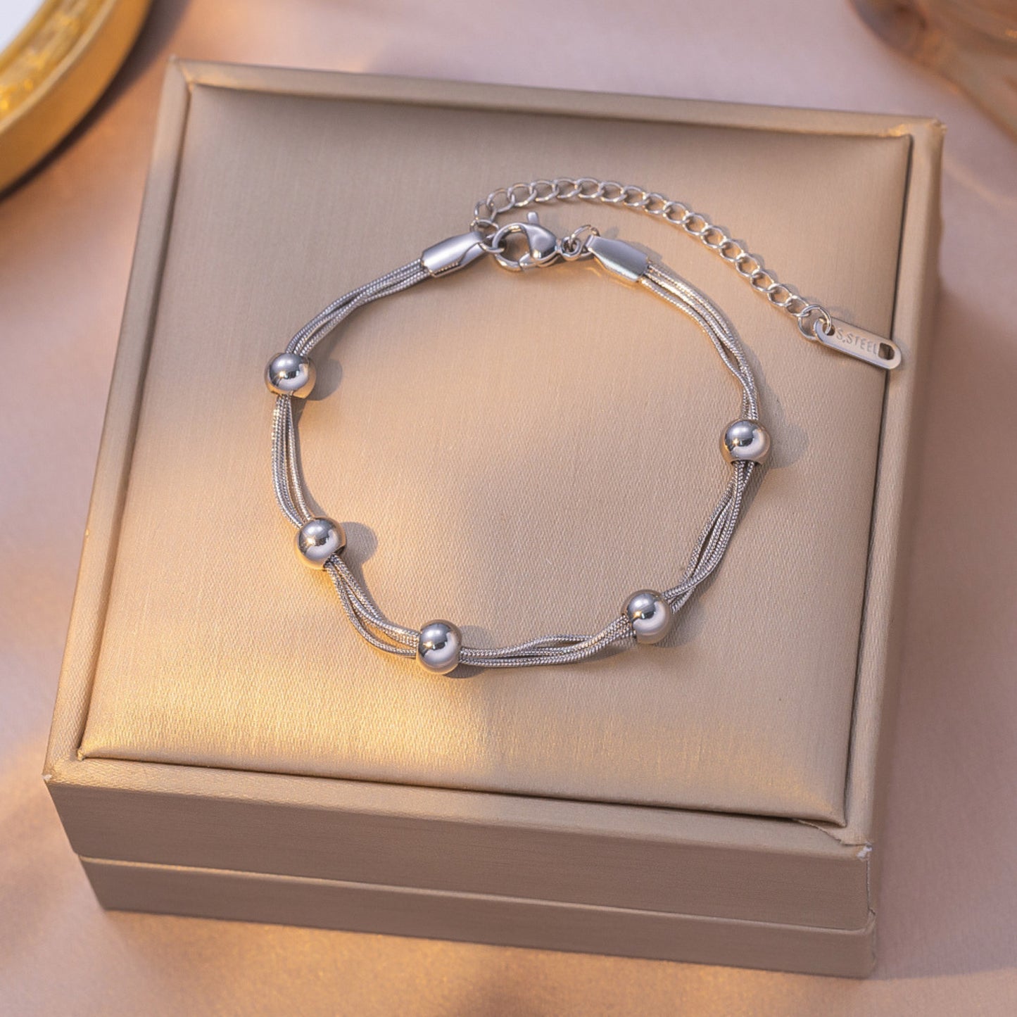 Triple Layer Bead Chain Bracelet (Gold/Silver)