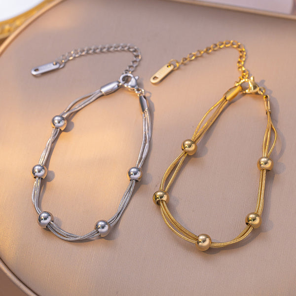 Triple Layer Bead Chain Bracelet (Gold/Silver)