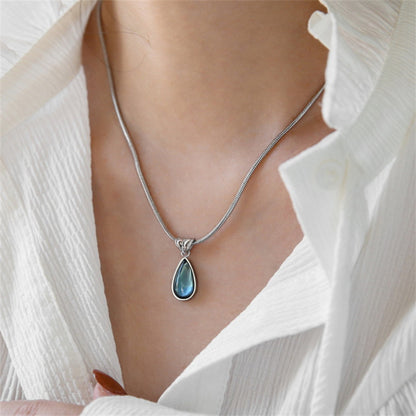 Lucky Droplet Pendant Necklace (Blue/Green/Blue Silver)