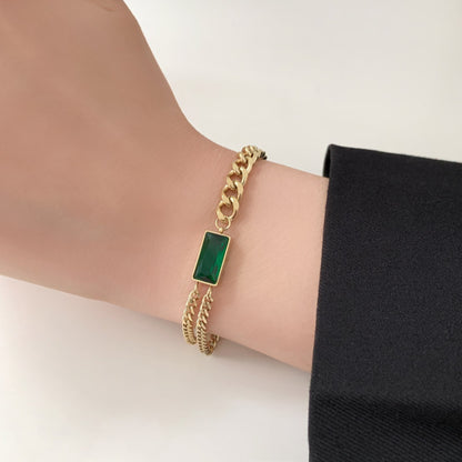 Emerald Stone Chain Bracelet