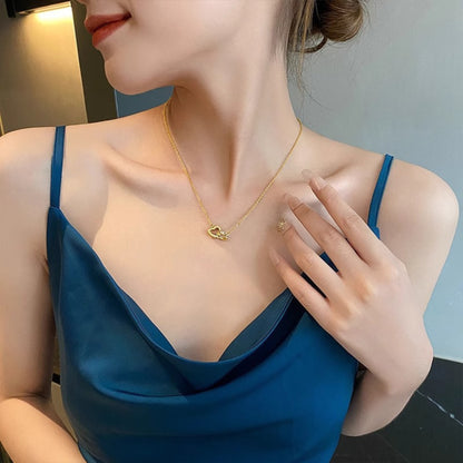 Dual Love Heart Pendant Necklace