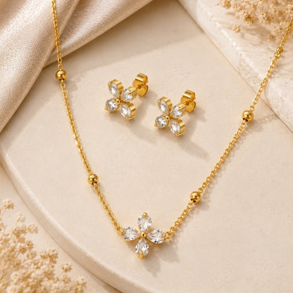 Clove Diamond Necklace with Earring Jewellery Set