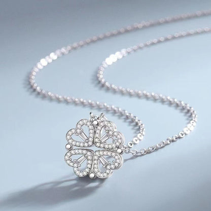Magnetic Heart Flower Pendant Necklace (Gold/Silver)