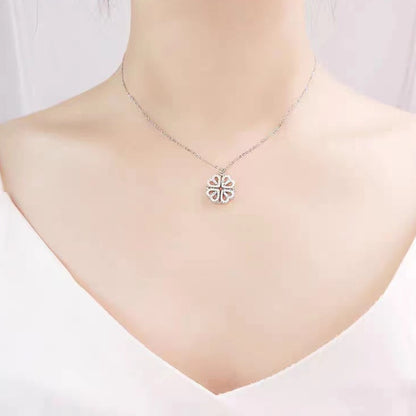 Magnetic Heart Flower Pendant Necklace (Gold/Silver)