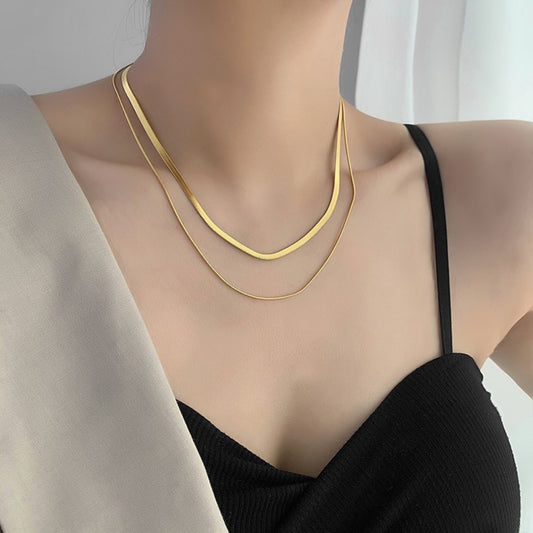 Two Layer Collar Bone Chain Necklace (Golden)