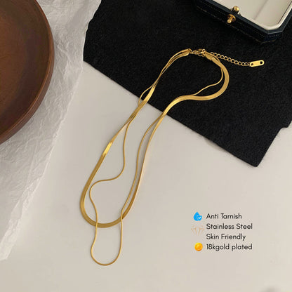 Two Layer Collar Bone Chain Necklace (Golden)