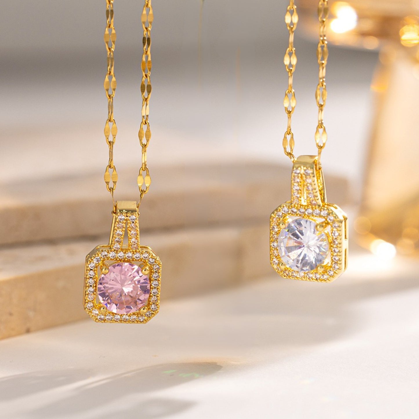 Lucky Square Diamond Chain Necklace