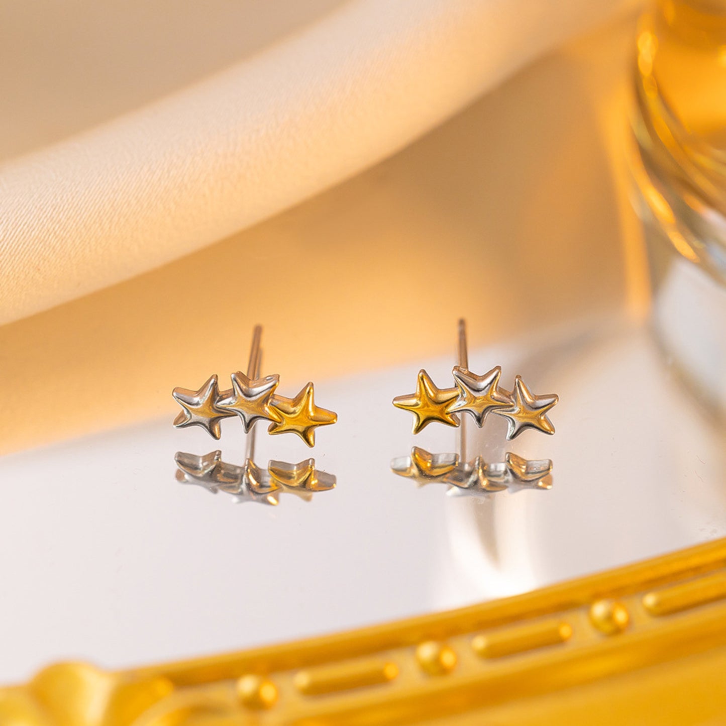 Star Stud Silver Golden Earring