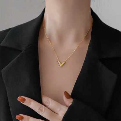 V Initial Pendant Necklace