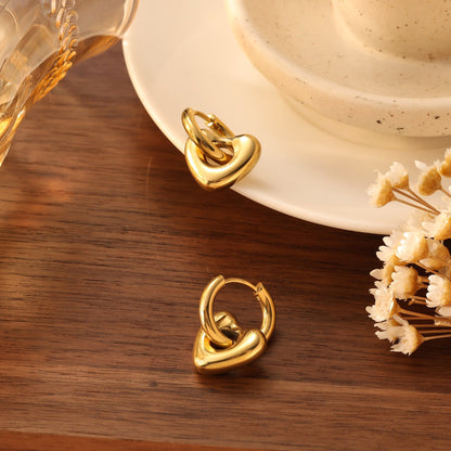 Heart Charm Hoop Earrings