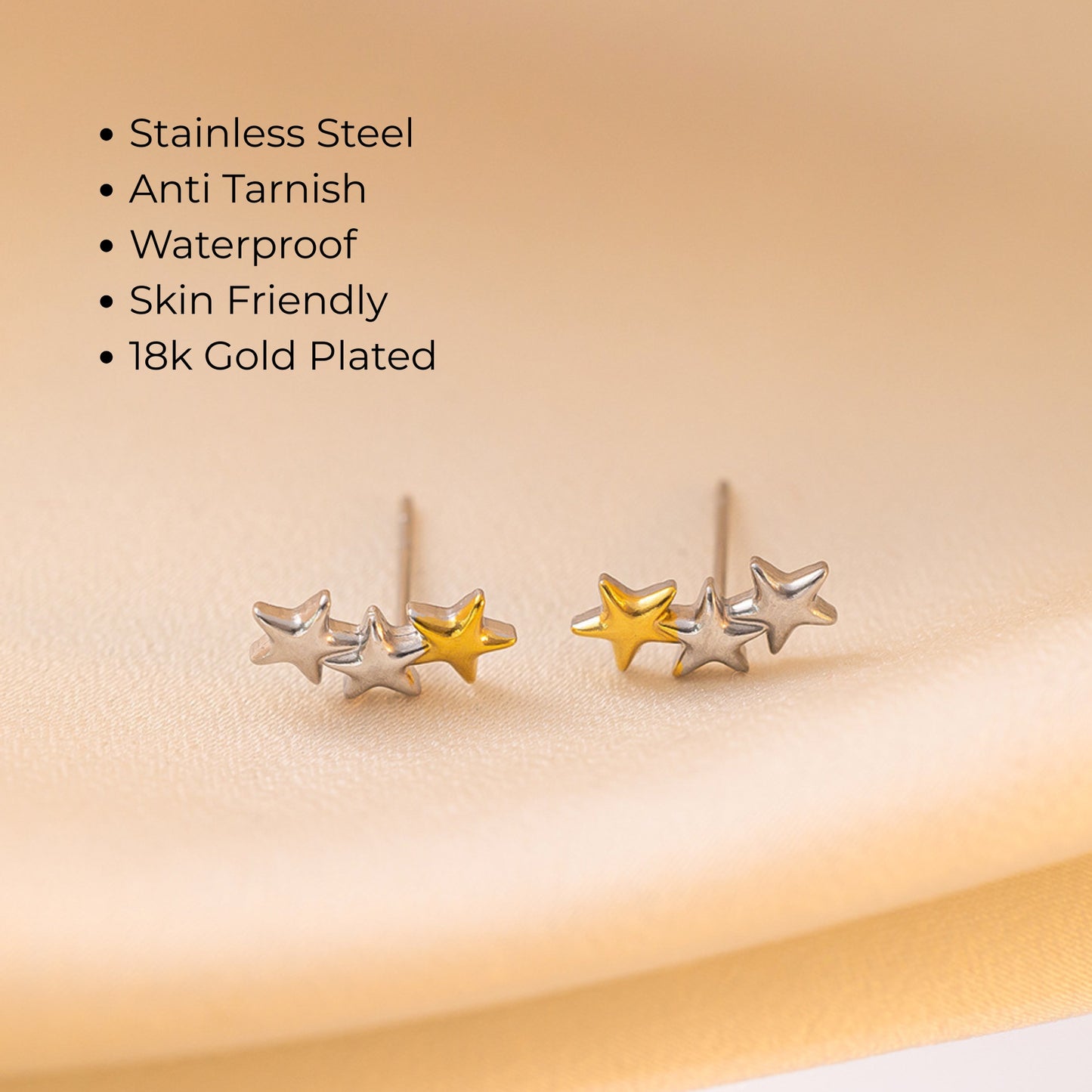 Star Stud Silver Golden Earring