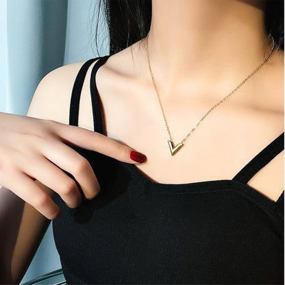 V Initial Pendant Necklace