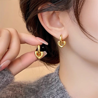 Heart Charm Hoop Earrings
