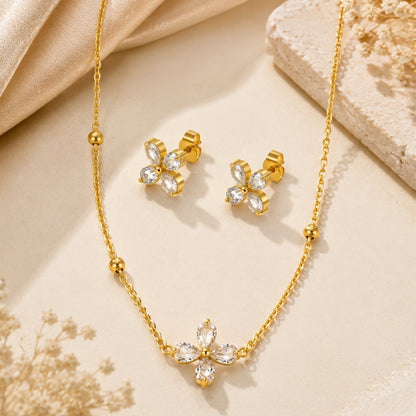 Clove Diamond Necklace with Earring Jewellery Set