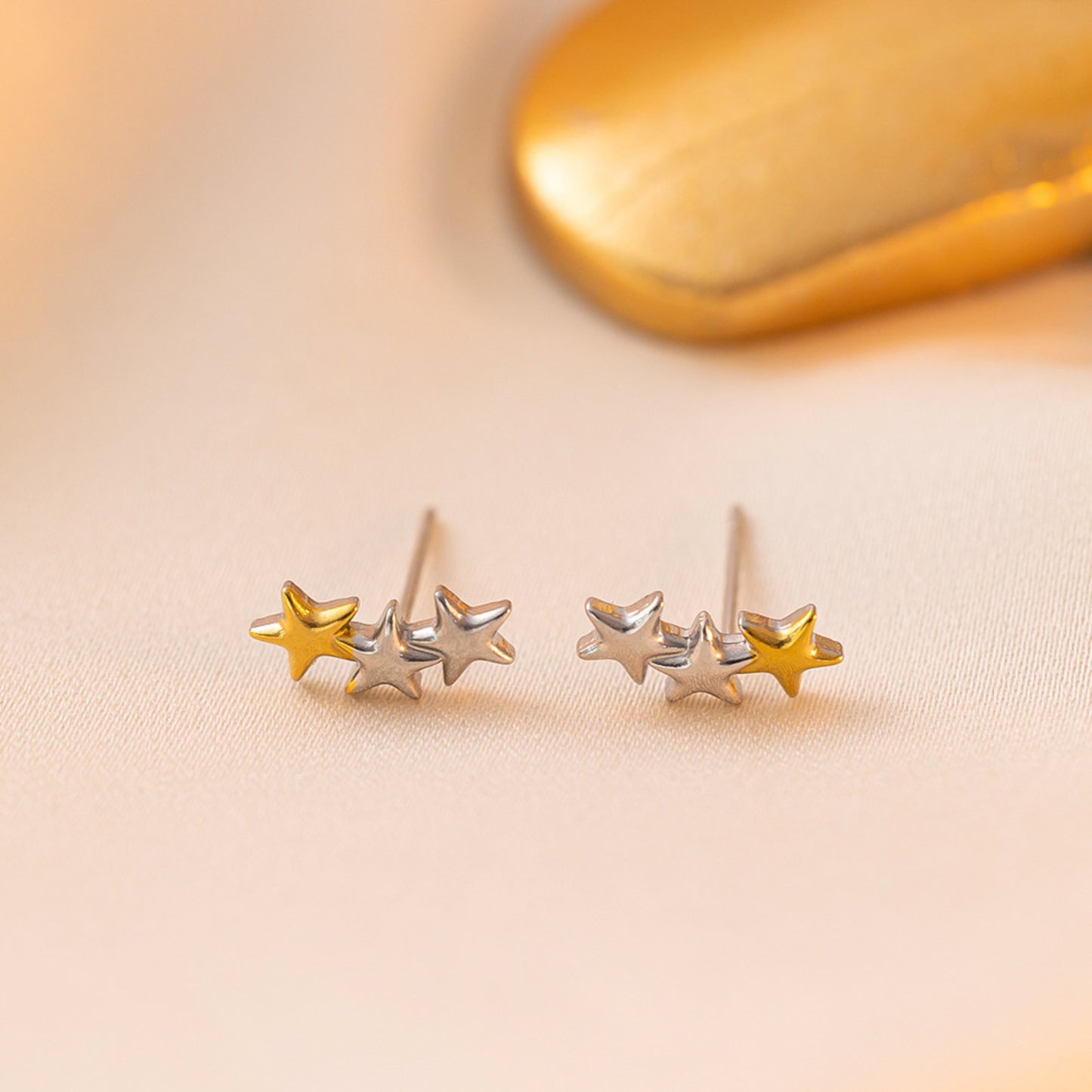 Star Stud Silver Golden Earring