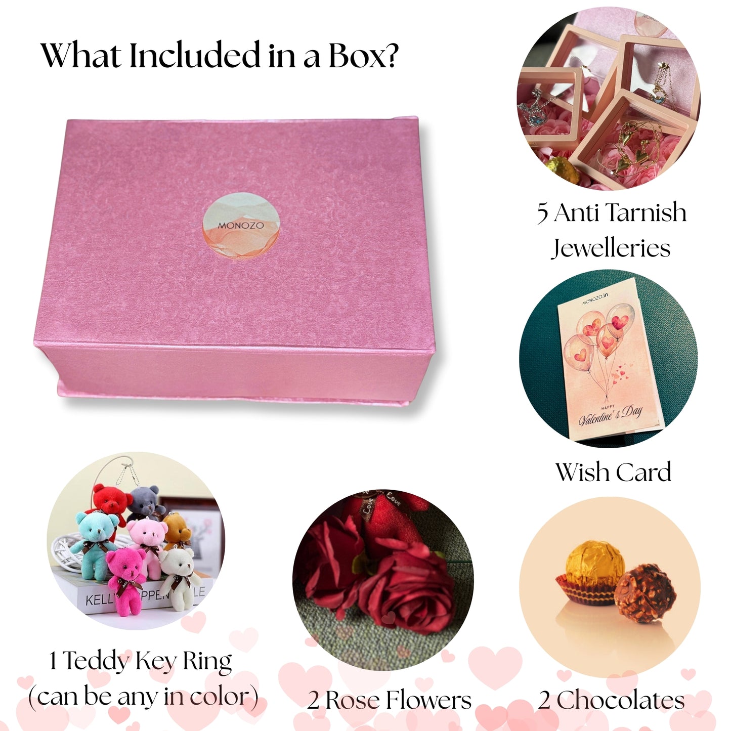 Valentine's Day Gift Hamper (5 Jewellery Sets, Teddy Key Ring, Premium Chocolates, Artificial Red Rose, Valentine's Day Wish Card)