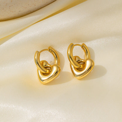 Heart Charm Hoop Earrings