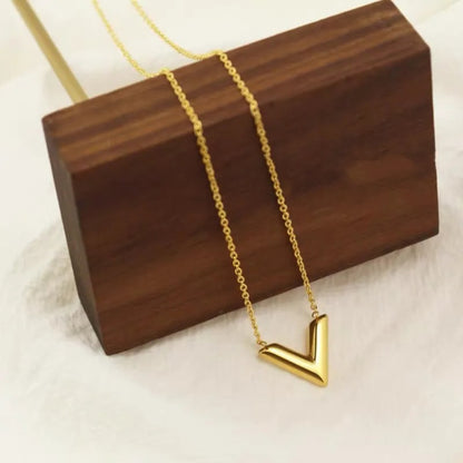 V Initial Pendant Necklace